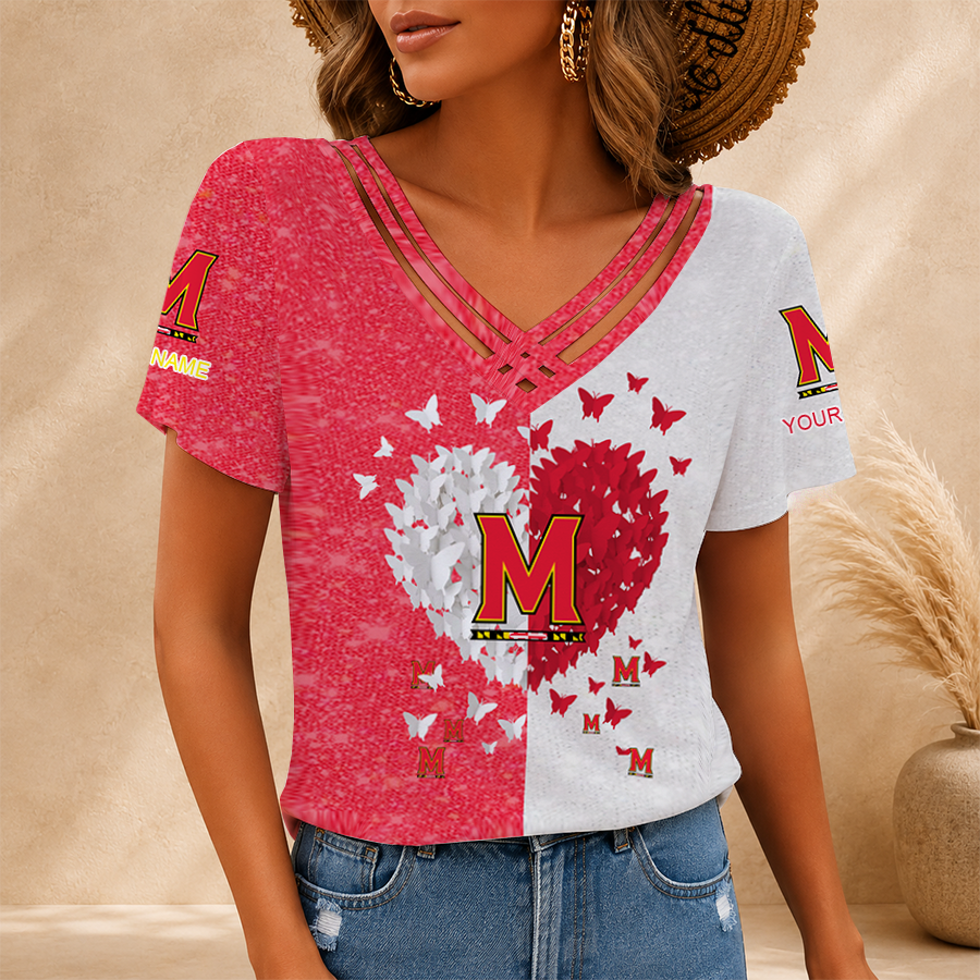[FAN FAVORITE] NEW CUSTOMIZED NCAA MAM11 MLT MARYLAND TERRAPINS V-NECK SHIRT