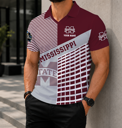 VIRAL EDITION - NEW CUSTOMIZED NCAA CWS11 MSB MISSISSIPPI STATE BULLDOGS POLO SHIRT