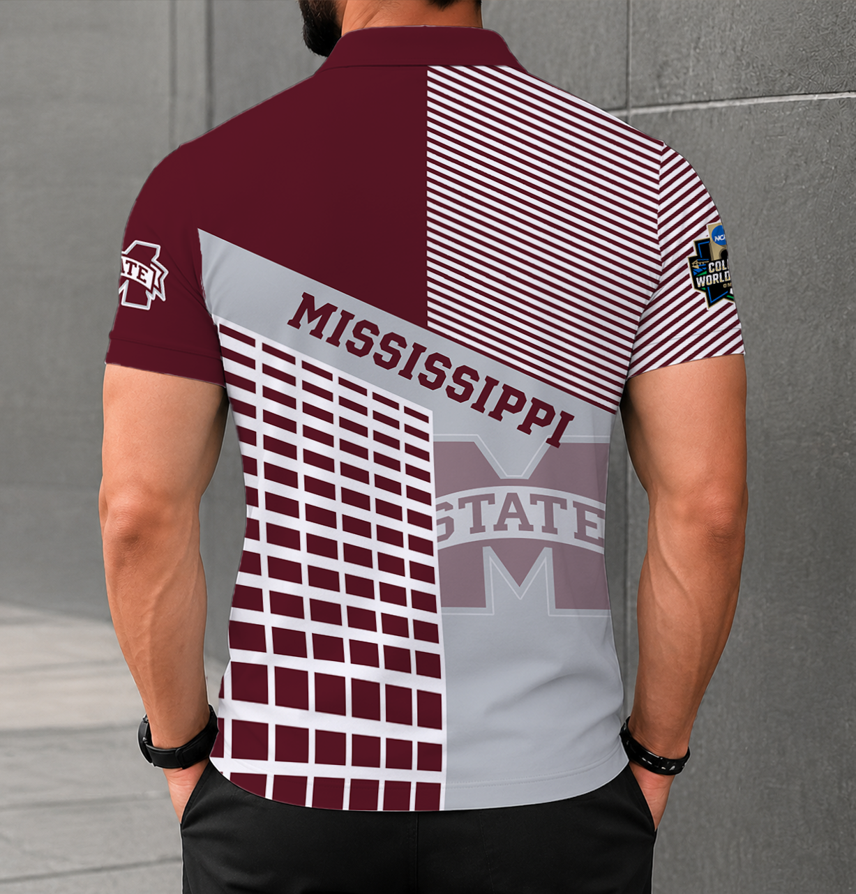 VIRAL EDITION - NEW CUSTOMIZED NCAA CWS11 MSB MISSISSIPPI STATE BULLDOGS POLO SHIRT