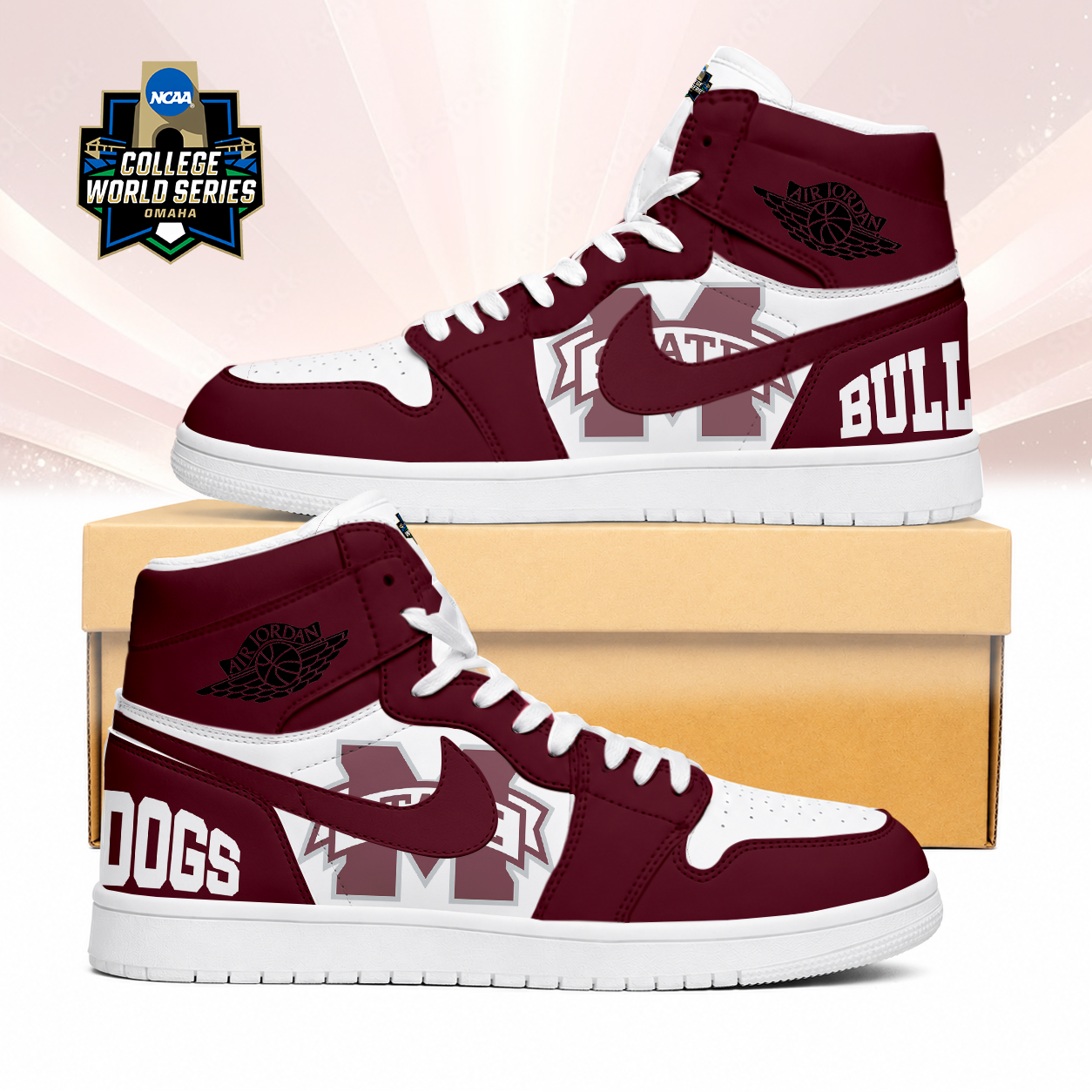 LIMITED EDITION - NEW CUSTOMIZED NCAA CWS11 MSB MISSISSIPPI STATE BULLDOGS AIR JORDAN SNEAKERS