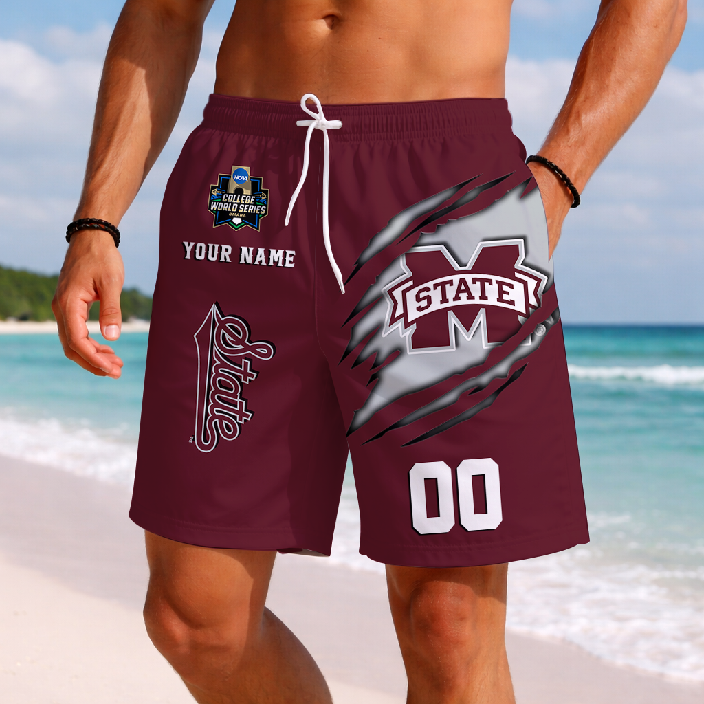 LIMITED EDITION - NEW CUSTOMIZED NCAA CWS11 MSB MISSISSIPPI STATE BULLDOGS SHORT PANTS
