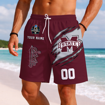 LIMITED EDITION - NEW CUSTOMIZED NCAA CWS11 MSB MISSISSIPPI STATE BULLDOGS SHORT PANTS