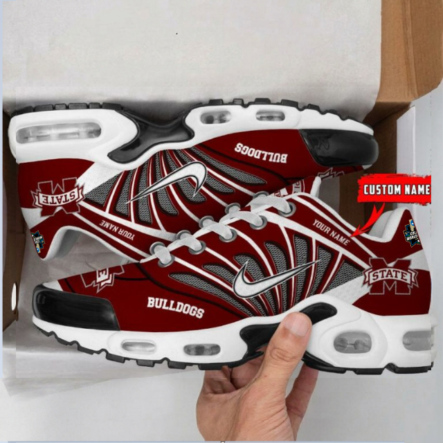 LIMITED EDITION - NEW CUSTOMIZED NCAA CWS11 MSB MISSISSIPPI STATE BULLDOGS UNISEX AIR MAX PLUS SNEAKERS