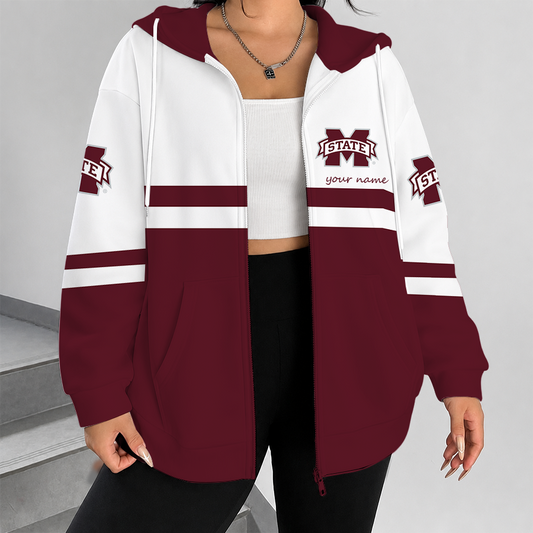 [FAN FAVORITE] NEW CUSTOMIZED NCAA CWS11 MSB MISSISSIPPI STATE BULLDOGS ZIP HOODIE