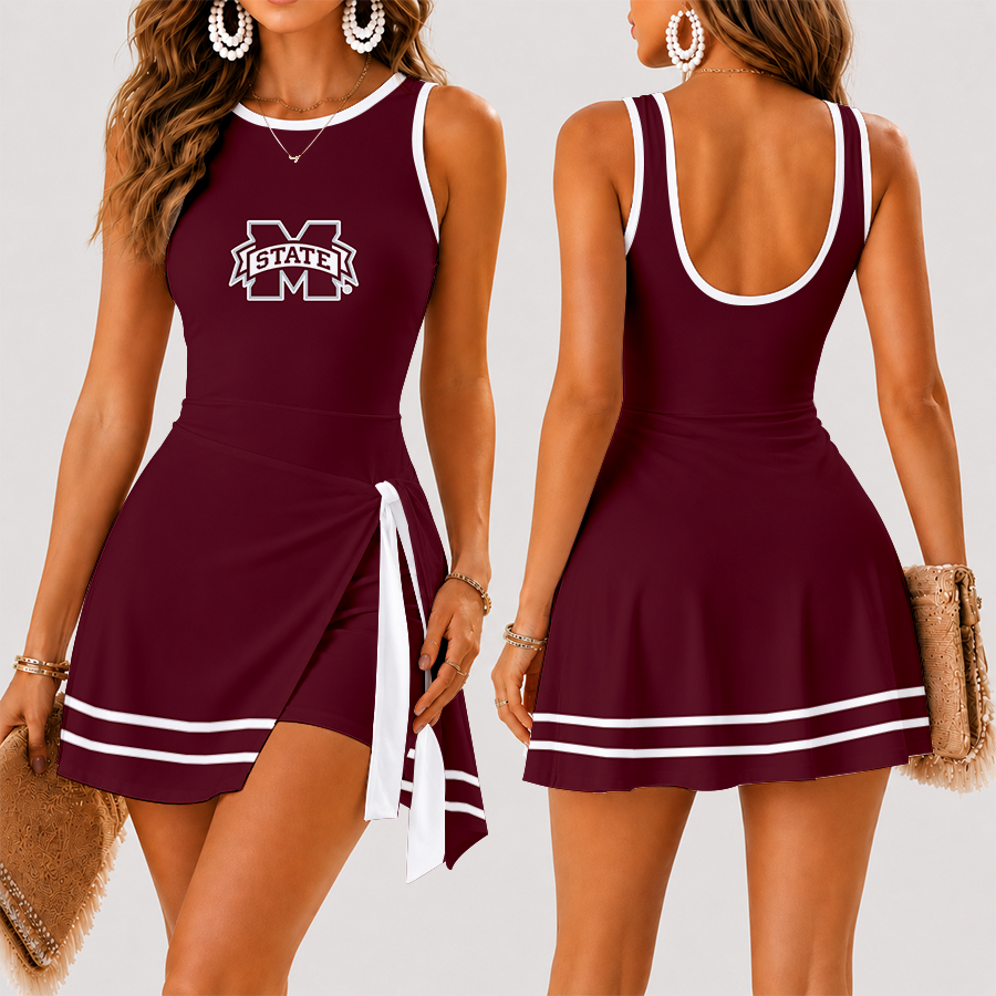 [FAN FAVORITE] NEW CUSTOMIZED NCAA CWS11 MSB MISSISSIPPI STATE BULLDOGS WOMEN'S SUMMER SKORT DRESS