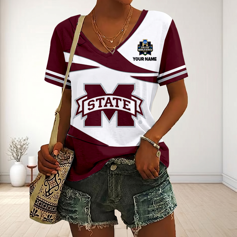 LIMITED DROP - NEW CUSTOMIZED | NCAA CWS11 MSB MI STATE BULLDOGS V-NECK FEMALE SHIRT