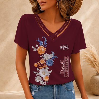 [FAN FAVORITE] NEW CUSTOMIZED NCAA CWS11 MSB MISSISSIPPI STATE BULLDOGS V-NECK SHIRT