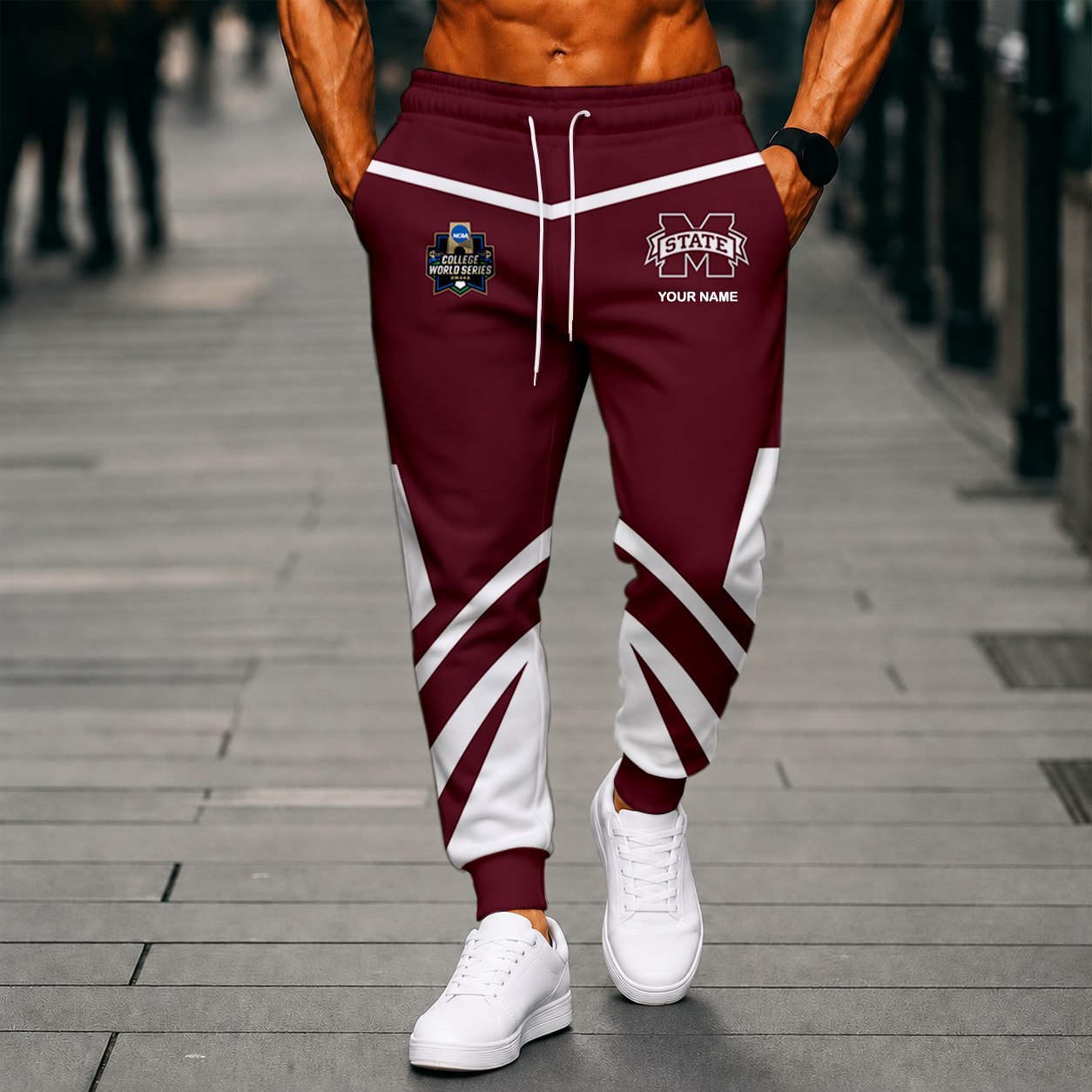 LIMITED EDITION - NEW CUSTOMIZED NCAA CWS11 MSB MISSISSIPPI STATE BULLDOGS SWEATPANTS