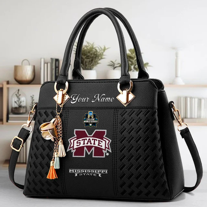 LIMITED EDITION - NEW CUSTOMIZED NCAA CWS11 MSB MISSISSIPPI STATE BULLDOGS ZIP HANDBAG MULTICOLOR