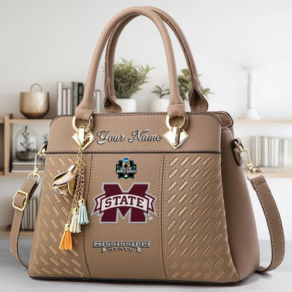 LIMITED EDITION - NEW CUSTOMIZED NCAA CWS11 MSB MISSISSIPPI STATE BULLDOGS ZIP HANDBAG MULTICOLOR