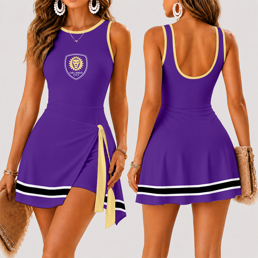 [FAN EXCLUSIVE] NEW CUSTOMIZED MLS11 OCS ORLANDO CITY SC WOMEN'S SUMMER SKORT DRESS
