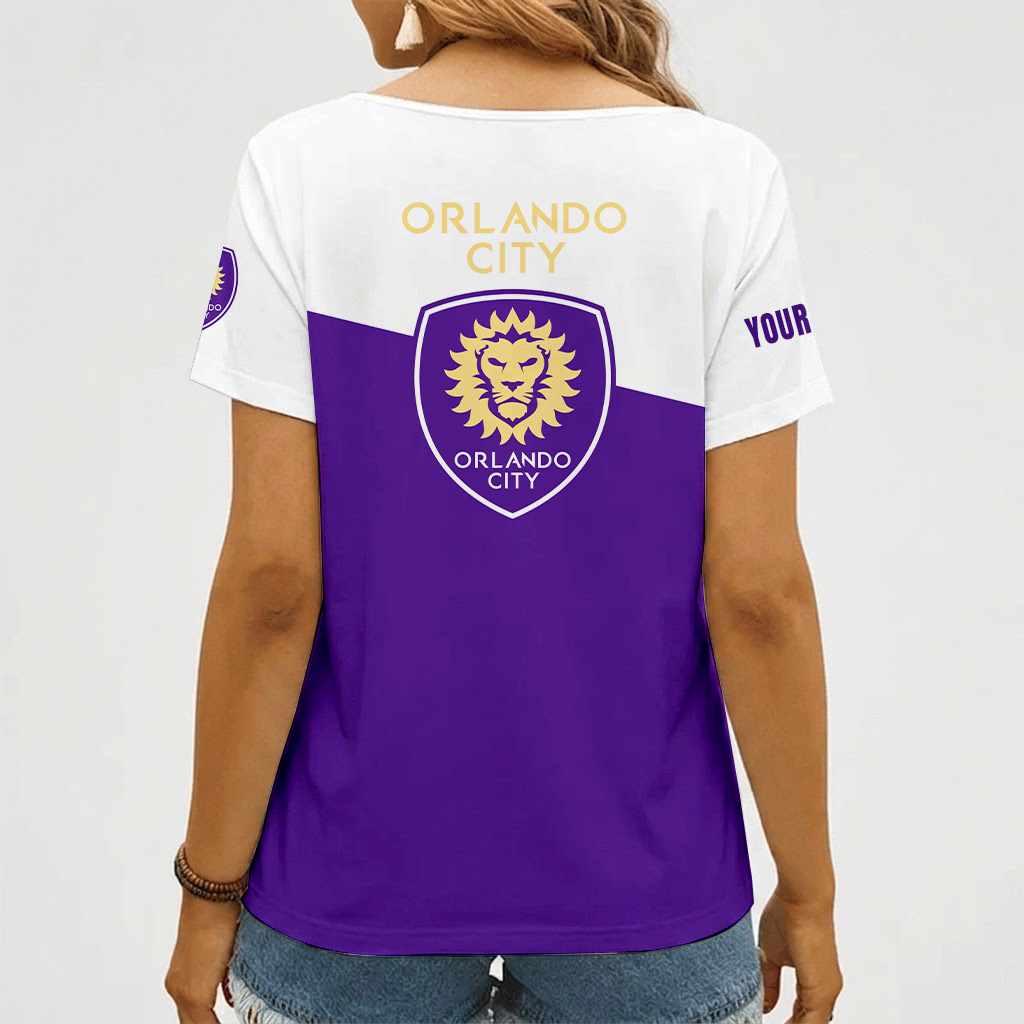 [FAN EXCLUSIVE] NEW CUSTOMIZED MLS11 OCS ORLANDO CITY SC V-NECK FEMALE SHIRT