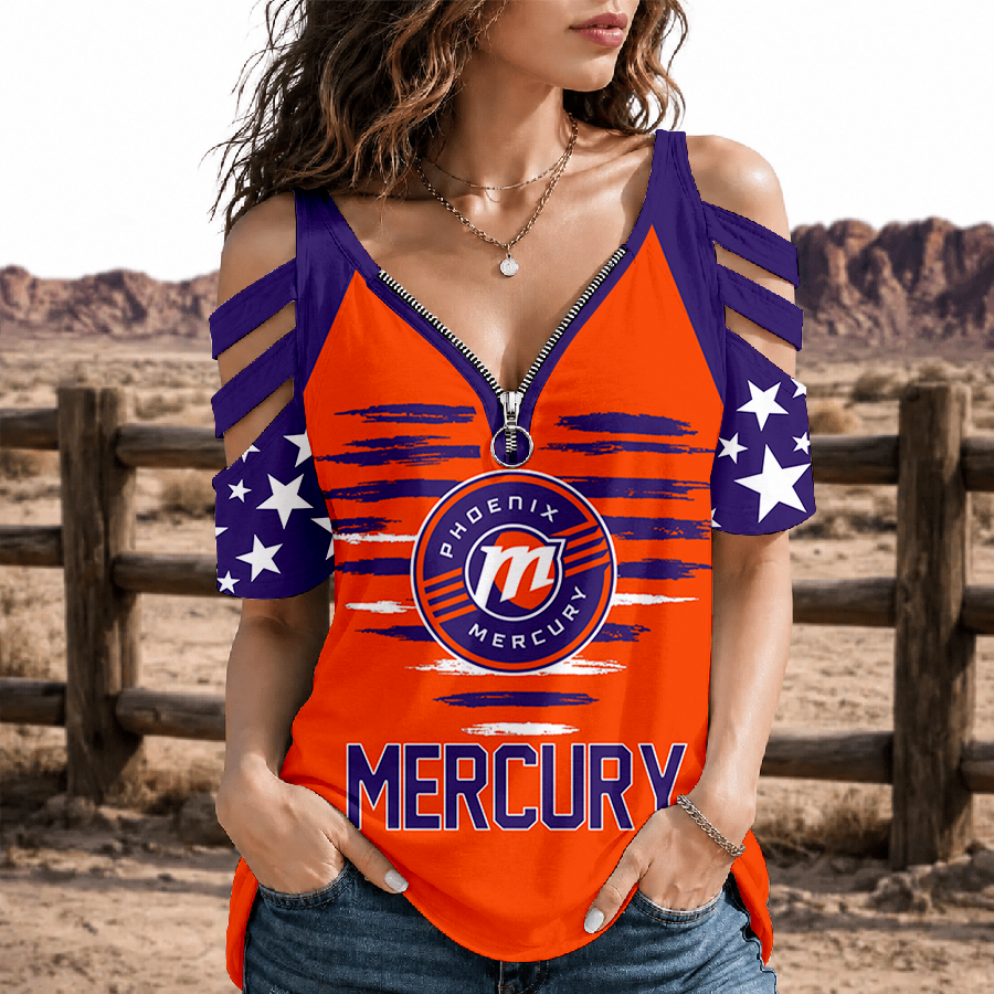 [FAN FAVORITE] NEW CUSTOMIZED WNBA11 PNM PHOENIX MERCURY STRAPPY COLD-SHOULDER TOP