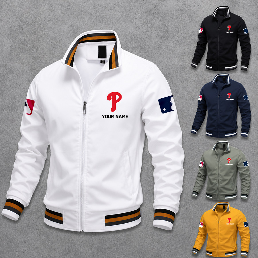 [FLASH SALE] NEW CUSTOMIZED MLB11 PPS PHILADELPHIA PHILLIES MULTICOLOR MEN'S CASUAL JACKET