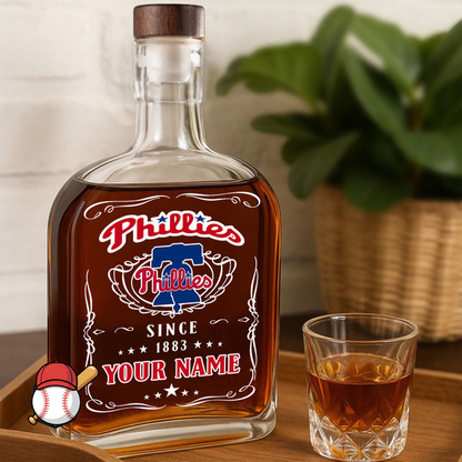 LIMITED EDITION - NEW CUSTOMIZED MLB11 PPS PHILADELPHIA PHILLIES LUXURY WHISKEY BOTTLE 450ML