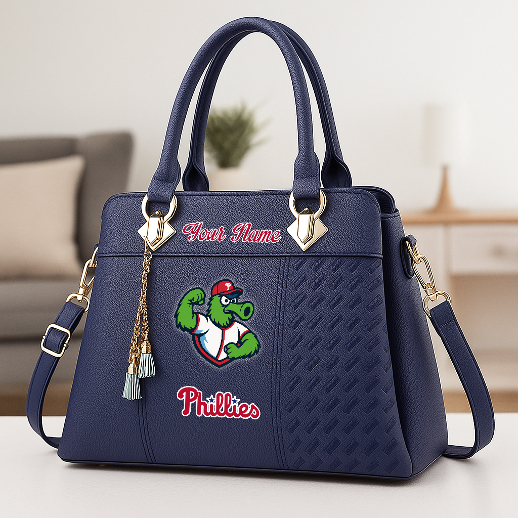 LIMITED EDITION - NEW CUSTOMIZED MLB11 PPS PHILADELPHIA PHILLIES ZIP HANDBAG MULTICOLOR