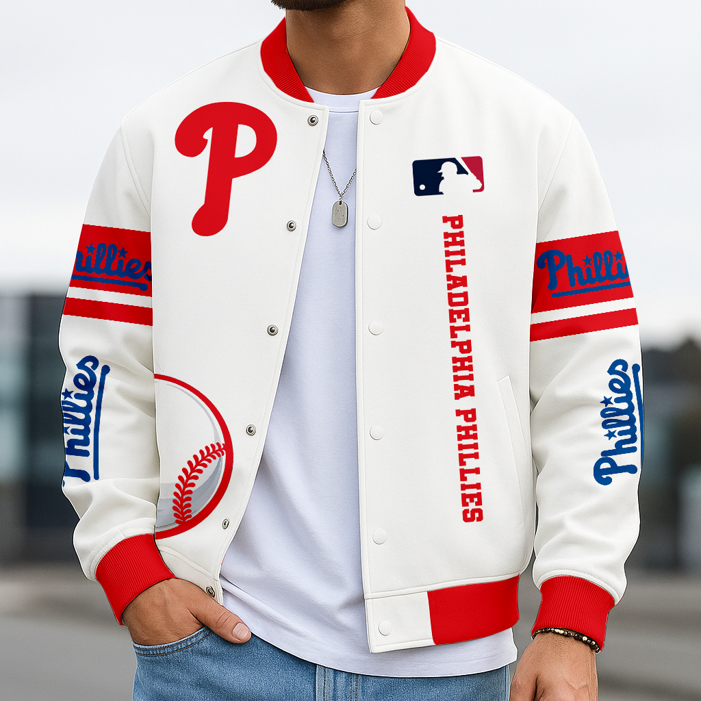 LIMITED EDITION - NEW CUSTOMIZED MLB11 PPS PHILADELPHIA PHILLIES BASEBALL JACKET, SATIN VARSITY JACKET