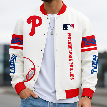 LIMITED EDITION - NEW CUSTOMIZED MLB11 PPS PHILADELPHIA PHILLIES BASEBALL JACKET, SATIN VARSITY JACKET
