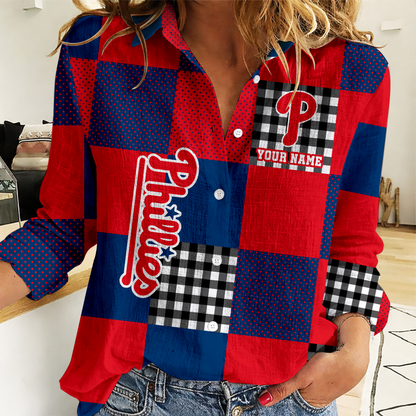 LIMITED EDITION - NEW CUSTOMIZED MLB11 PPS PHILADELPHIA PHILLIES WOMEN CASUAL SHIRT FOR FAN