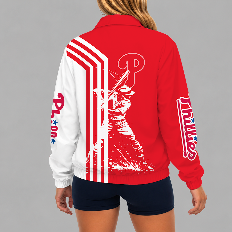 [FLASH SALE] NEW CUSTOMIZED MLB11 PPS PHILADELPHIA PHILLIES V-NECK ZIPPER SWEATSHIRT JACKET