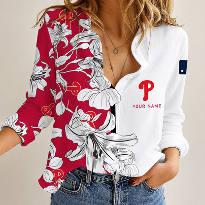[FLASH SALE] NEW CUSTOMIZED MLB11 PPS PHILADELPHIA PHILLIES WOMEN CASUAL SHIRT