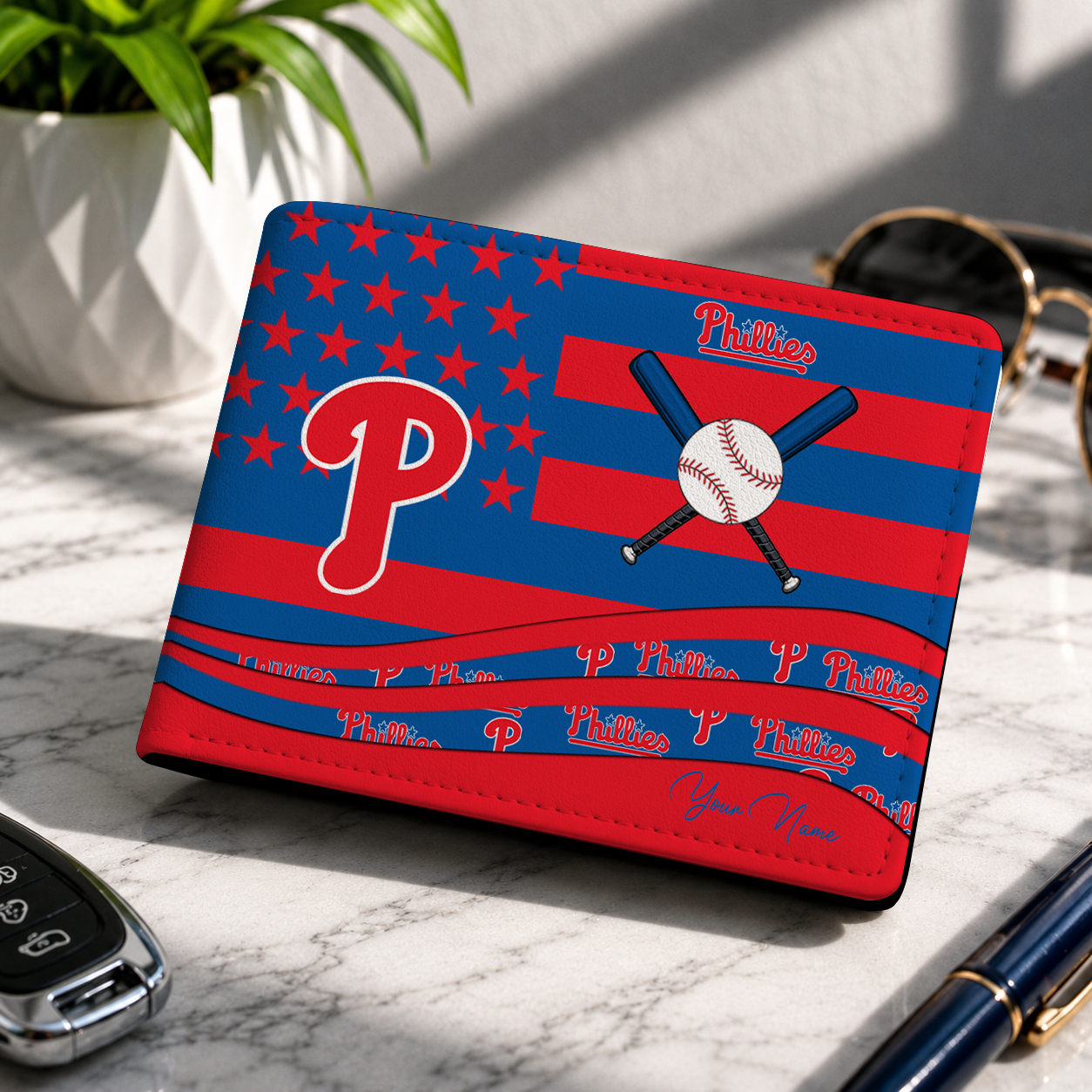 LIMITED EDITION - NEW CUSTOMIZED MLB11 PPS PHILADELPHIA PHILLIES LEATHER WALLET