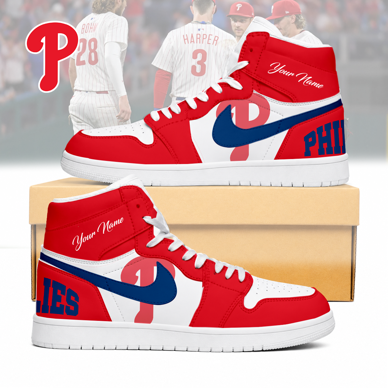 LIMITED EDITION - NEW CUSTOMIZED MLB11 PPS PHILADELPHIA PHILLIES AIR JORDAN SNEAKERS