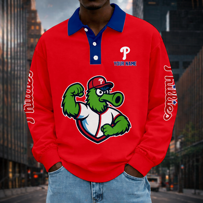 LIMITED EDITION - NEW CUSTOMIZED MLB11 PPS PHILADELPHIA PHILLIES MEN LONG SLEEVE POLO