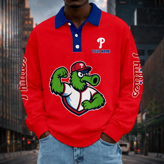LIMITED EDITION - NEW CUSTOMIZED MLB11 PPS PHILADELPHIA PHILLIES MEN LONG SLEEVE POLO