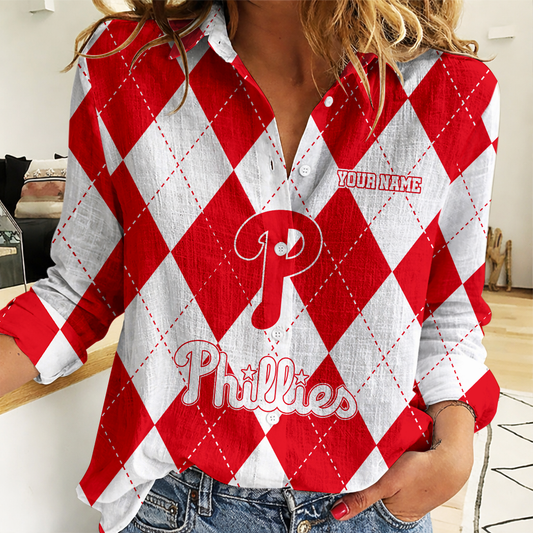 LIMITED EDITION - NEW CUSTOMIZED MLB11 PPS PHILADELPHIA PHILLIES WOMEN CASUAL SHIRT FOR FAN