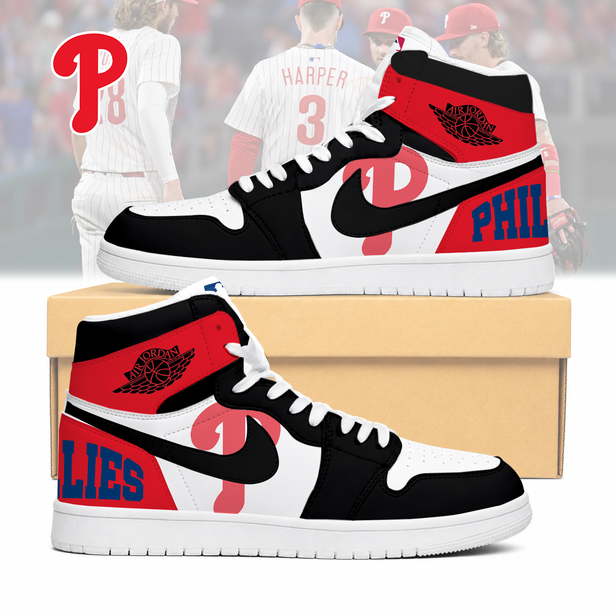 LIMITED EDITION - NEW CUSTOMIZED MLB11 PPS PHILADELPHIA PHILLIES AIR JORDAN SNEAKERS