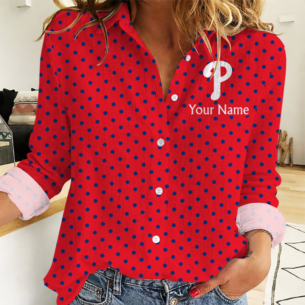 EXCLUSIVE EDITION - NEW CUSTOMIZED MLB11 PPS PHILADELPHIA PHILLIES WOMEN CASUAL SHIRT
