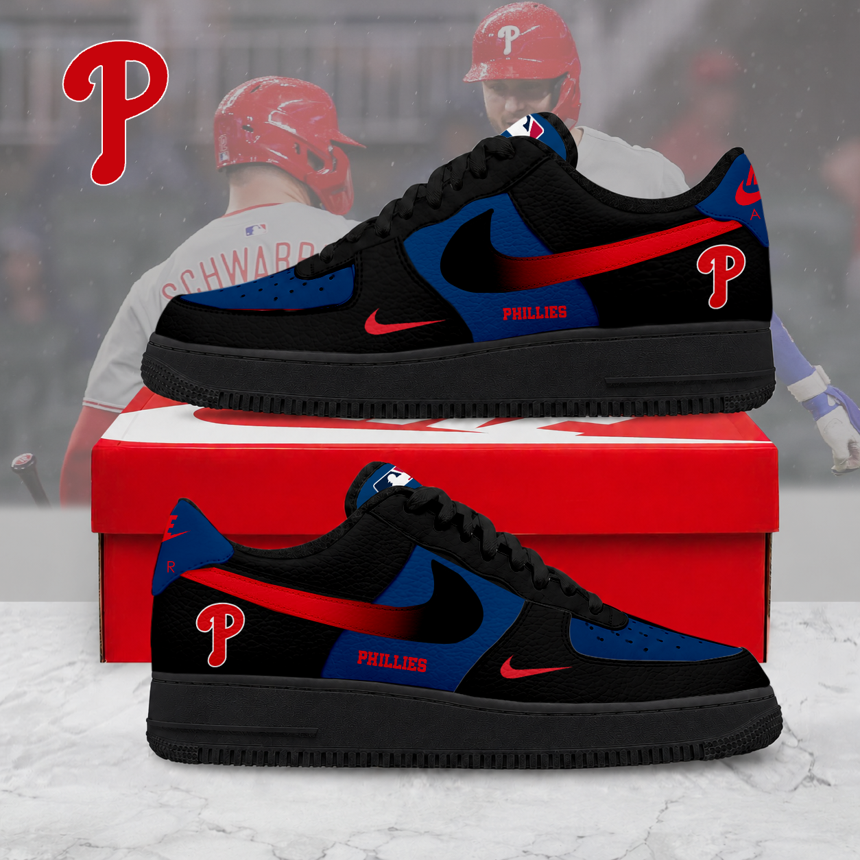 MEGA SALE - NEW CUSTOMIZED MLB11 PPS PHILADELPHIA PHILLIES AF1 SHOES