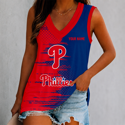 LIMITED EDITION - NEW CUSTOMIZED MLB11 PPS PHILADELPHIA PHILLIES WOMEN'S V-NECK TANK TOP