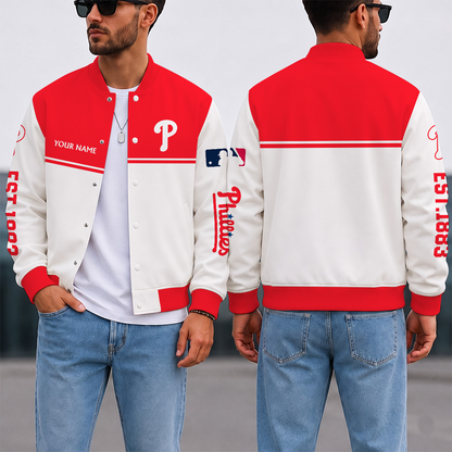 SPECIAL EDITION - NEW CUSTOMIZED MLB11 PPS PHILADELPHIA PHILLIES SATIN VARSITY & BASEBALL JACKET