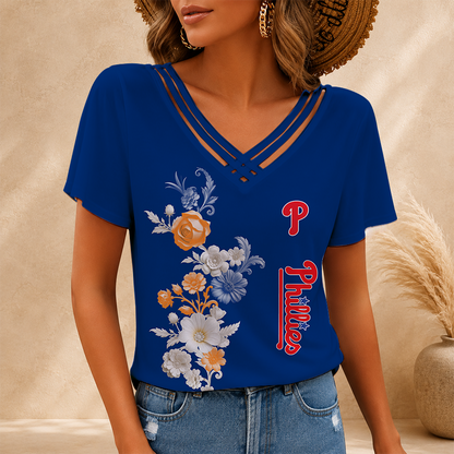 [FLASH SALE] NEW CUSTOMIZED MLB11 PPS PHILADELPHIA PHILLIES V-NECK SHIRT