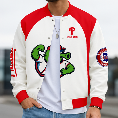 LIMITED EDITION - NEW CUSTOMIZED MLB11 PPS PHILADELPHIA PHILLIES BASEBALL JACKET, SATIN VARSITY JACKET