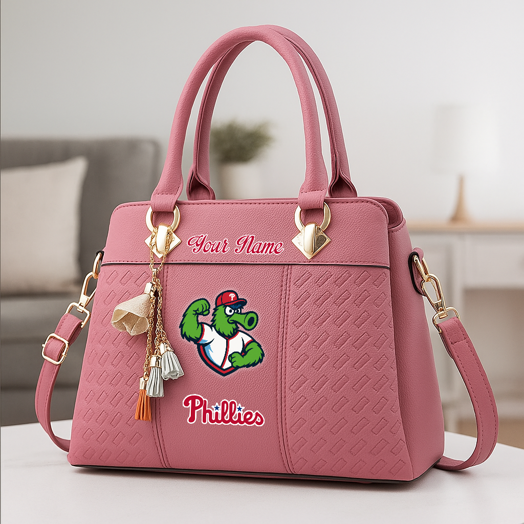 LIMITED EDITION - NEW CUSTOMIZED MLB11 PPS PHILADELPHIA PHILLIES ZIP HANDBAG MULTICOLOR