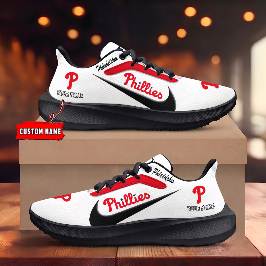 [FLASH SALE] NEW CUSTOMIZED MLB11 PPS PHILADELPHIA PHILLIES ROAD RUNNING SHOES