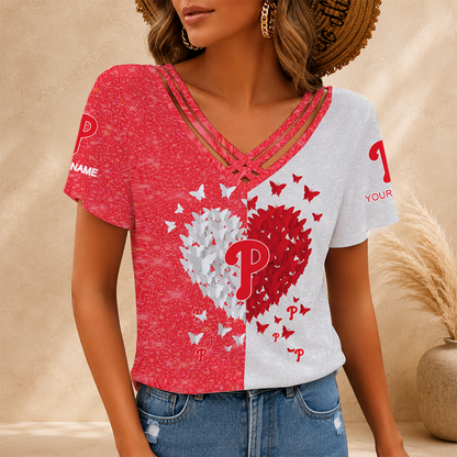 LIMITED EDITION - NEW CUSTOMIZED MLB11 PPS PHILADELPHIA PHILLIES V-NECK SHIRT