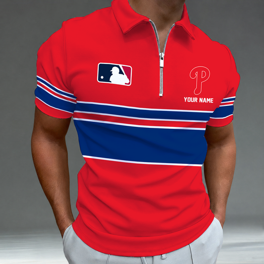 [FLASH SALE] NEW CUSTOMIZED MLB11 PPS PHILADELPHIA PHILLIES ZIP POLO SHIRT