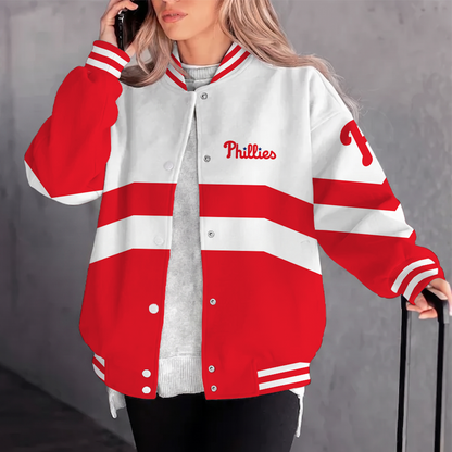 [FLASH SALE] NEW CUSTOMIZED MLB11 PPS PHILADELPHIA PHILLIES SATIN VARSITY & BASEBALL JACKET