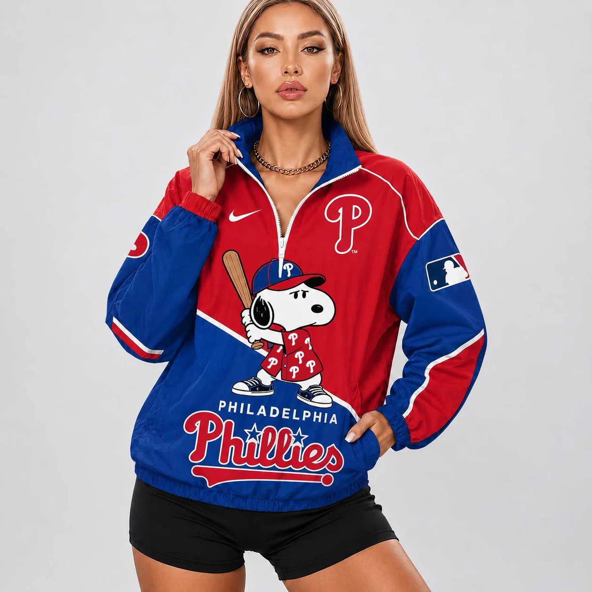 [FLASH SALE] NEW CUSTOMIZED MLB11 PPS PHILADELPHIA PHILLIES V-NECK ZIPPER SWEATSHIRT JACKET