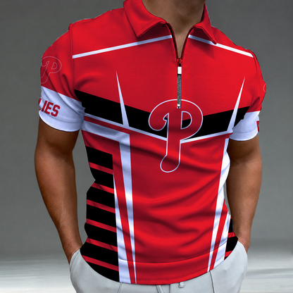 LIMITED EDITION - NEW CUSTOMIZED MLB11 PPS PHILADELPHIA PHILLIES ZIP POLO SHIRT