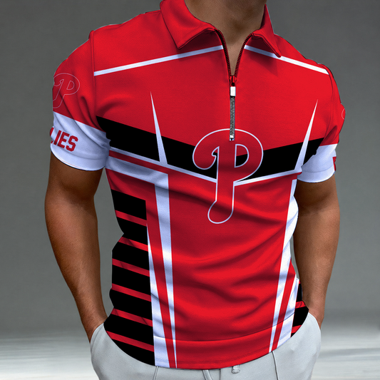 LIMITED EDITION - NEW CUSTOMIZED MLB11 PPS PHILADELPHIA PHILLIES ZIP POLO SHIRT