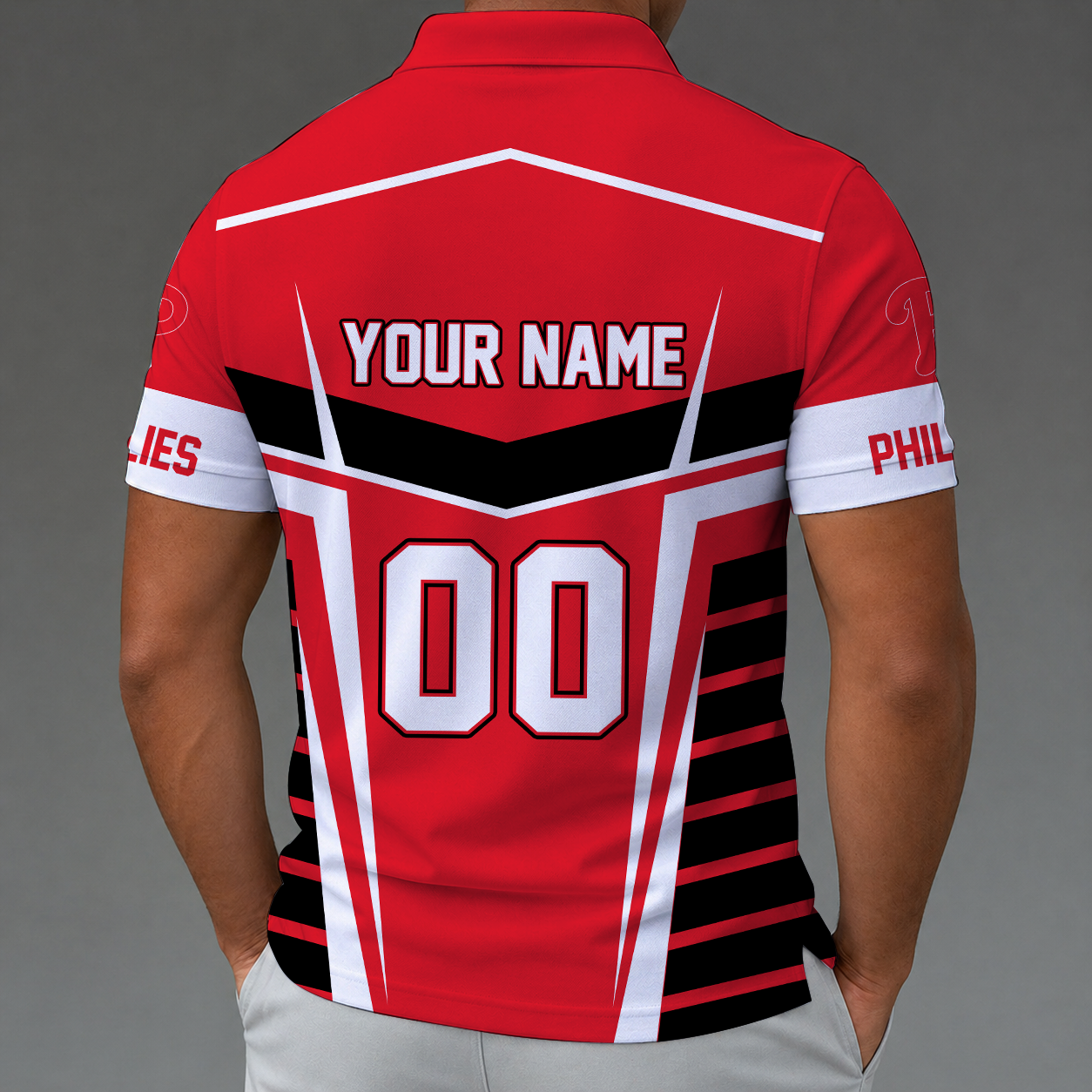 LIMITED EDITION - NEW CUSTOMIZED MLB11 PPS PHILADELPHIA PHILLIES ZIP POLO SHIRT