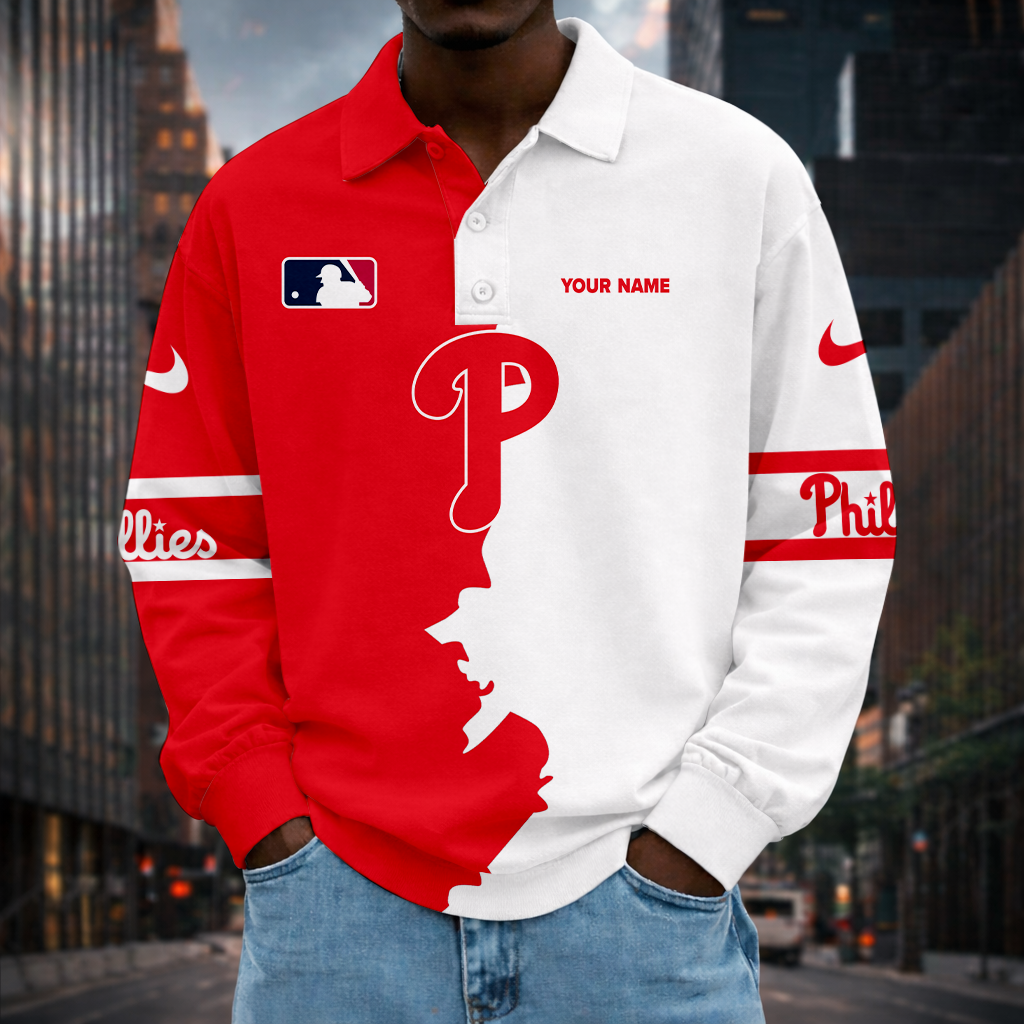 LIMITED EDITION - NEW CUSTOMIZED MLB11 PPS PHILADELPHIA PHILLIES MEN LONG SLEEVE POLO