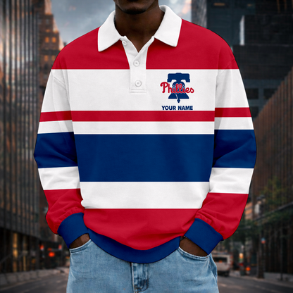 LIMITED EDITION - NEW CUSTOMIZED MLB11 PPS PHILADELPHIA PHILLIES MEN LONG SLEEVE POLO