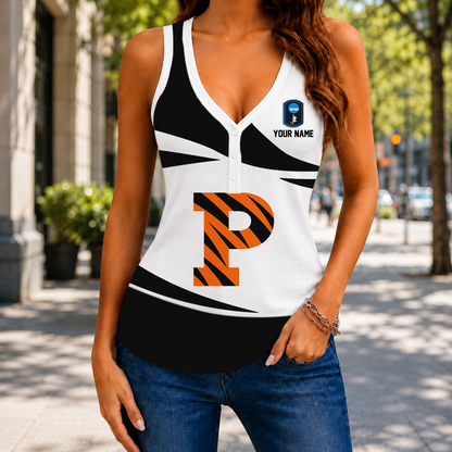LIMITED EDITION - NEW CUSTOMIZED NCAA CFH11 PRT PRINCETON TIGERS WOMEN'S V-NECK TANK TOP