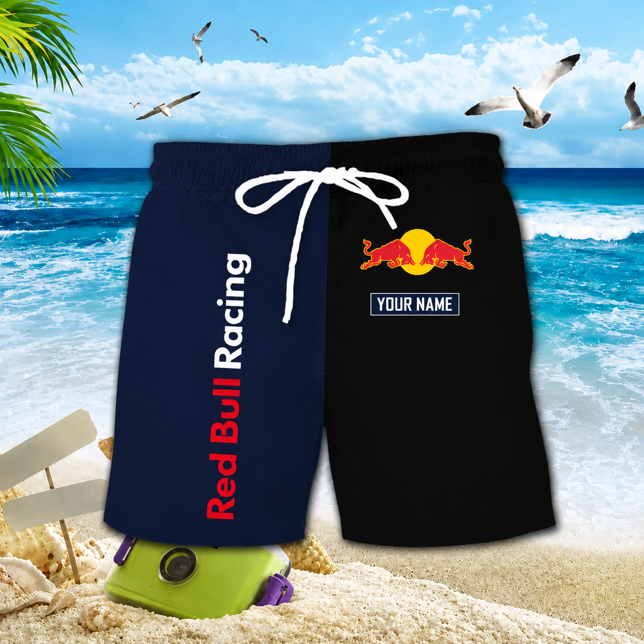 [FAN MUST-HAVE] NEW CUSTOMIZED F111 RBR RED BULL RACING UNISEX HAWAIIAN SHIRT & SHORTS SET